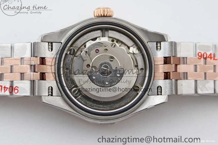 0121 Trendy Lady DateJust 28 SS RG TWF Diamonds Bezel 1:1 Best Edition White Dial Roman Markers on Jubilee Bracelet NH 2129